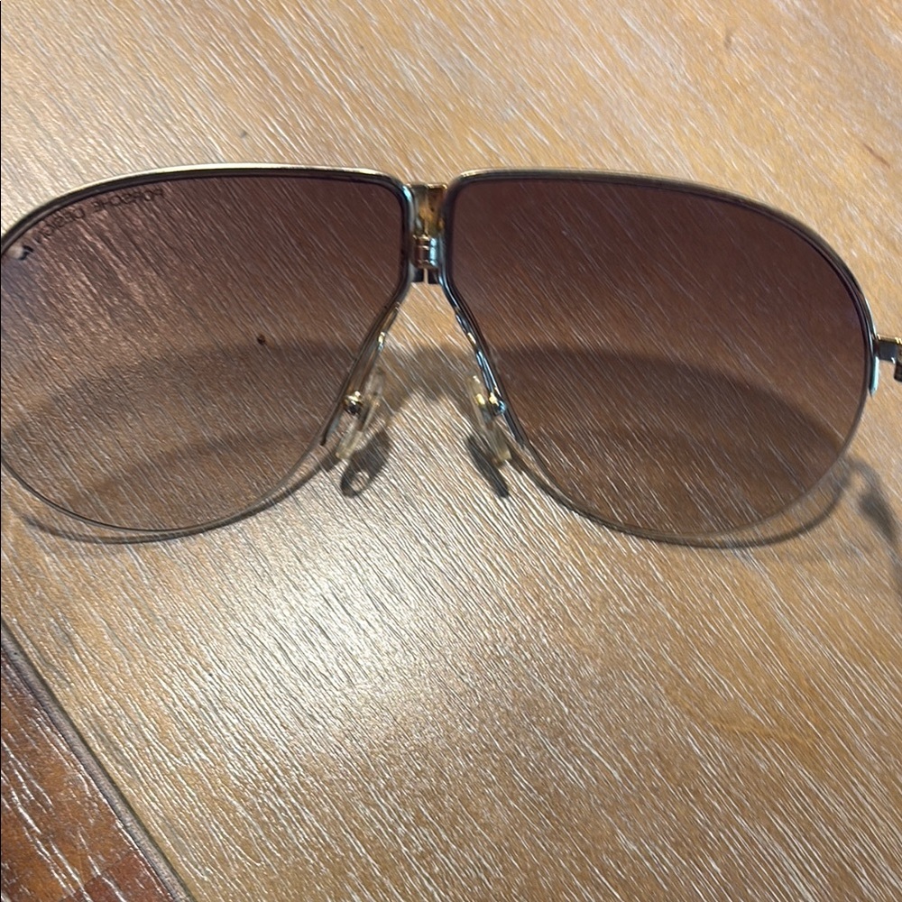 Porsche Vintage Gold and Brown Aviator Sunglasses-GUC-70’s - Picture 5 of 10